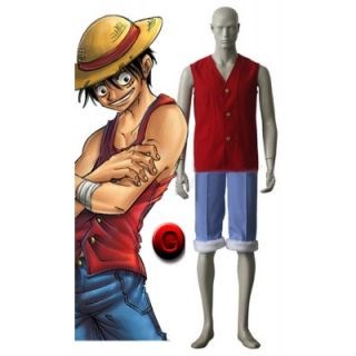 One Piece Red and Blue Luffy Cosplay Costume