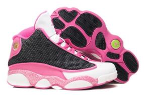 Cheap Womens Air Jordan 13 GS Black Pink White 