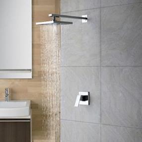 Chrome Wall Mount Rain Single Handle Shower Faucet (0758-HM-6109)--FaucetSuperDeal.com