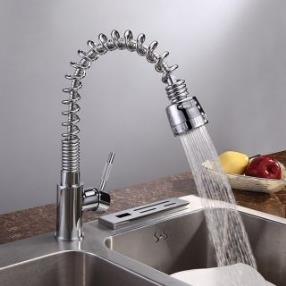 Solid Brass Spring Pull Down Kitchen Faucet at faucetsdeal.com