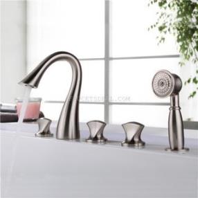 Brass Nickel Brushed Bathroom Sink Faucet with Three Handles--Faucetsdeal.com