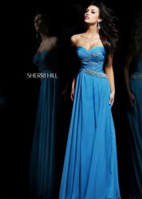 Low Price Sherri Hill 3881 Teal Ruched Prom Dress Online Sale 2015 - www.darlingpromgown.com