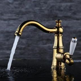 Antique Ti-PVD Finish Brass One Hole Single Handle Rotatable Bathroom Sink Faucet At FaucetsDeal.com