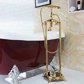 Handshower Included Floor Standing Antique Bathtub Faucet At FaucetsDeal.com