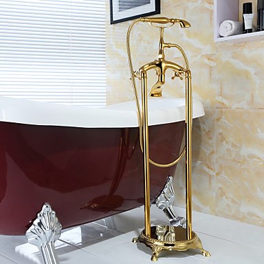 Handshower Included Floor Standing Antique Bathtub Faucet At FaucetsDeal.com