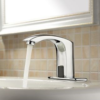 Contemporary Centerset Chrome Brass Widespread Waterfall Two Handles Touchless Bathroom Sink Faucet--Faucetsdeal.com