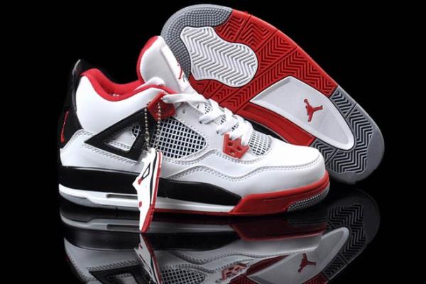  Nike Air Jordan 4 Women Sneakers White and Varsity Red Black 298