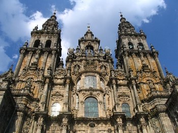 Baroque facade (1750) of Santiago Cathedral. Photo  courtesy of John Carter.