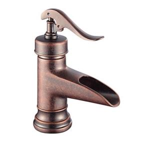 Centerset Single Handle Antique Copper Finish Brass Bathroom Faucet--Faucetsdeal.com
