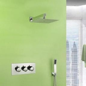 Contemporary Rain Shower and Handshower Included Brass Chrome Shower Faucet--Faucetsdeal.com