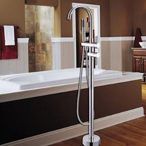 Brass Chrome Floor Standing Bathtub Faucet - Contemporary - Handshower Included--Faucetsmall.com