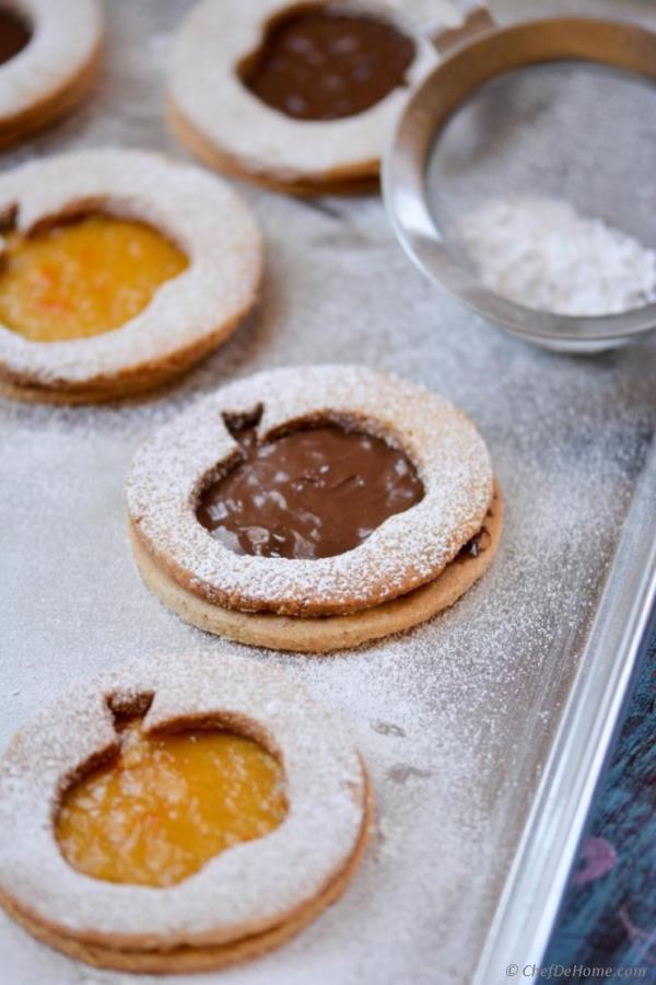 Hazelnut-Almond Big Apple Linzer Cookies Recipe - ChefDeHome.com
