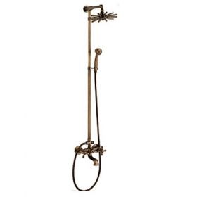 Wall Mount Antique Style Antique Brass Finish Brass Shower Faucets--FaucetSuperDeal.com