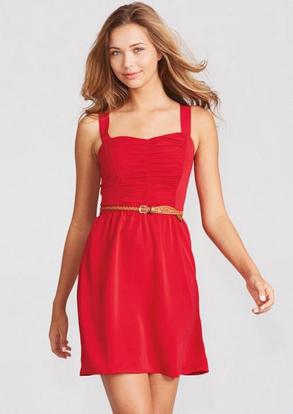 Ruched Front Dress - Sleevess dress with ruched front detail on bodice. Adjustable and removable belt. Elastic waist and smocked back for comfortable fit. Cotton or nylon or poly S-L 34'' long
