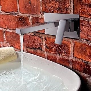 Chrome Finish Brass Two Holes Wall Mounted Bathroom Sink Faucet with Single Handle--Faucetsdeal.com