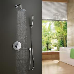 Contemporary Ceramic Valve Shower Faucet with 8 inch Shower Head At FaucetsDeal.com