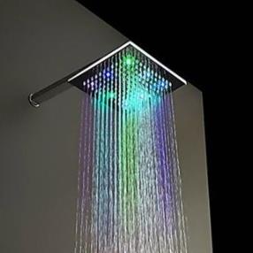 Chrome Finish Contemporary Multi-color LED Shower Head--FaucetSuperDeal.com